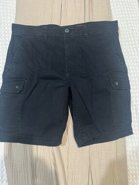 St. John's Bay Black Cargo Shorts with Button Flap Pockets
